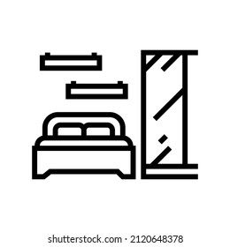 bedroom furniture line icon vector. bedroom furniture sign. isolated contour symbol black illustration
