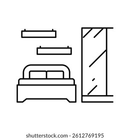 bedroom furniture line icon vector. bedroom furniture sign. isolated contour symbol black illustration