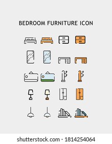 los objetos de mobiliario de dormitorio encajan en icono, web, aplicación, etc.