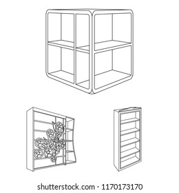 Bedroom furniture outline icons in set collection for design. Modern wooden furniture isometric vector symbol stock web illustration.