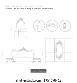 Bedroom furniture set - sketch illustration vector
You can use it on cnc cutting in furniture manufacture