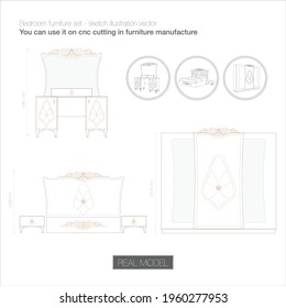 Bedroom furniture set - sketch illustration vector
You can use it on cnc cutting in furniture manufacture