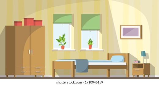 Bedroom with furniture. Vector illustration with separate layers.