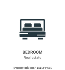 Bedroom glyph icon vector on white background. Flat vector bedroom icon symbol sign from modern real estate collection for mobile concept and web apps design.