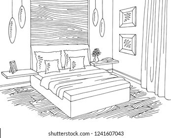 Bedroom Graphic Black White Home Interior Stock Vector (royalty Free 