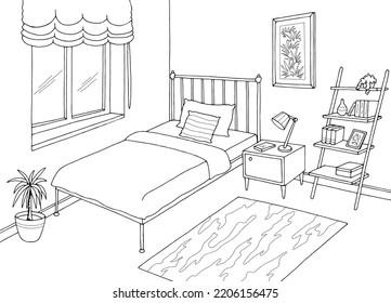 Bedroom graphic black white