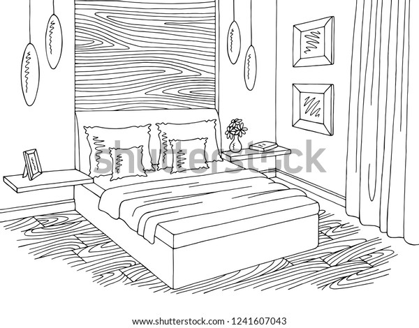 Bedroom Graphic Black White Home Interior Stock Vector Royalty Free 1241607043 Shutterstock 