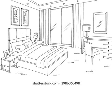 Black and White Bedroom Stock Vectors, Images & Vector Art | Shutterstock