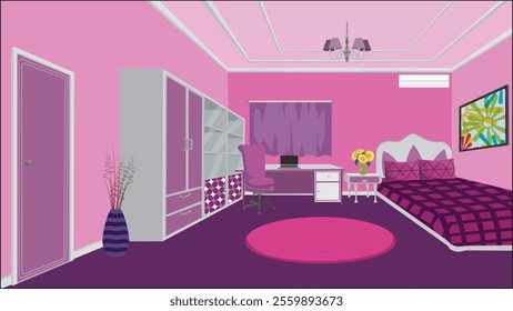 Bedroom graphic interior design illustration home vector