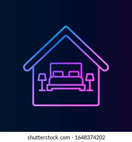 Dormitorio, icono de casa. Línea delgada simple, contorno vectorial de iconos de bienes raíces para ui y ux, sitio web o aplicación móvil