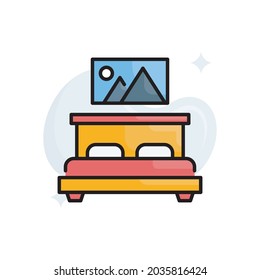 Ilustración de estilo de icono de contorno relleno del vector de higiene de dormitorio. archivo EPS 10