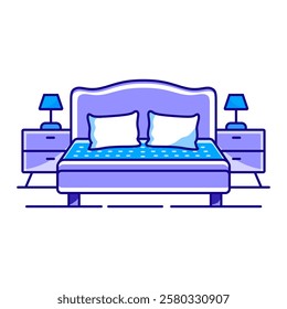 Bedroom Icon, Comfortable Sleeping Space, Home Interior Symbol