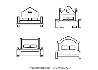 Schlafzimmer-Symbol, Linie, Vektorgrafik, einzeln