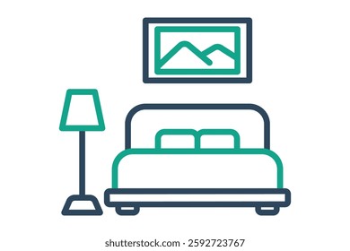 Bedroom icon. line icon style. icon related to furniture. furniture elements vector illustration