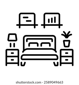 Bedroom icon in linear style 