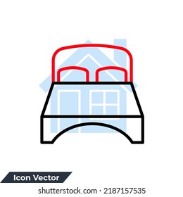 bedroom icon logo vector illustration. double bed symbol template for graphic and web design collection