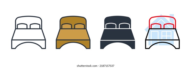 ilustración vectorial del logotipo del icono del dormitorio. plantilla de símbolo de cama doble para colección de diseño gráfico y web