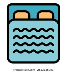 Bedroom icon. Outline bedroom vector icon color flat isolated