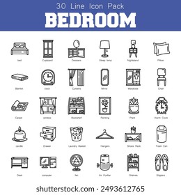 The Bedroom icon represents cozy and stylish bedroom elements, ideal for home decor, interior design, and lifestyle projects.