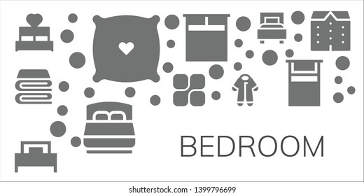 bedroom icon set. 11 filled bedroom icons.  Collection Of - Bed, Pillow, Blanket, Mozy, Pijama, Double bed, Apartments