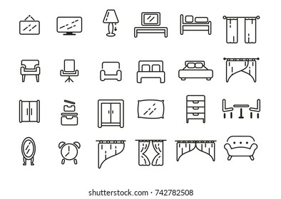 bedroom icon set