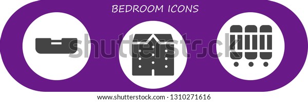 bedroom icon set. 3 filled bedroom icons. \
Collection Of - Bed, Apartments, Room\
divider