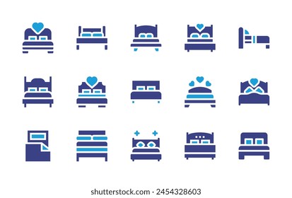 Bedroom icon set. Duotone color. Vector illustration. Containing bedroom, bed, double bed.