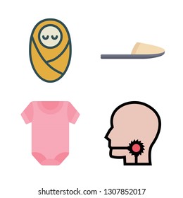 bedroom icon set. vector set about baby, slipper, sore throat and pijama icons set.