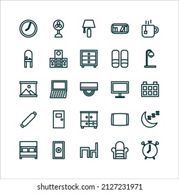Bedroom icon set vector line for website, mobile app, presentation, social media.