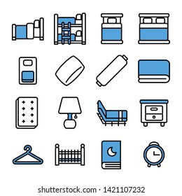 bedroom icon set.Vector thin line style.Pixel perfect preview.