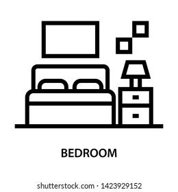 Bedroom icon. Simple design. Line vector. Isolate on white background.