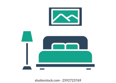 Bedroom icon. solid icon style. icon related to furniture. furniture elements vector illustration