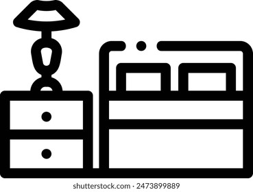 bedroom icon. Thin Linear Style Design Isolated On White Background