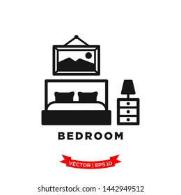 bedroom icon in trendy flat style 
