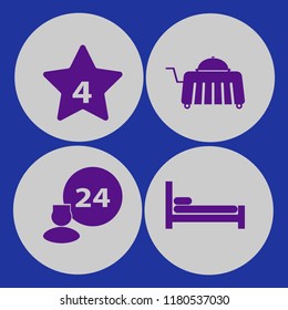 bedroom icon. bedroom vector icons set room service, hotel four stars and bed