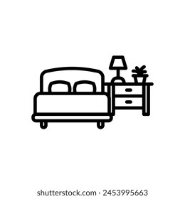 bedroom icon vector in line style