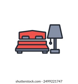 bedroom icon. vector.Editable stroke.linear style sign for use web design,logo.Symbol illustration.