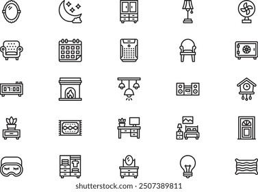 Bedroom icons collection is a vector illustration with editable stroke.