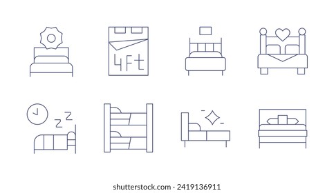 Bedroom icons. Editable stroke. Containing wakeup, mattress, sleeping, bunkbed, doublebed, bed.