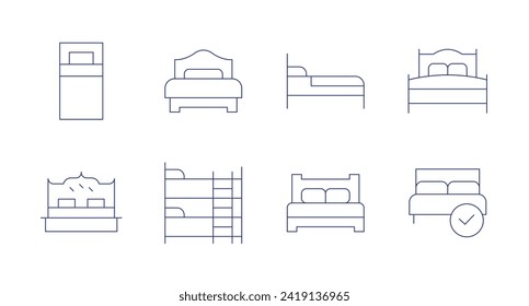 Bedroom icons. Editable stroke. Containing singlebed, bed, bunkbed, rest.