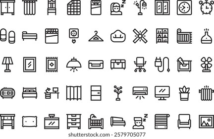 Bedroom icons High-Quality Vector Icons Collection with Editable Stroke. Ideal for Professional and Creative Projects