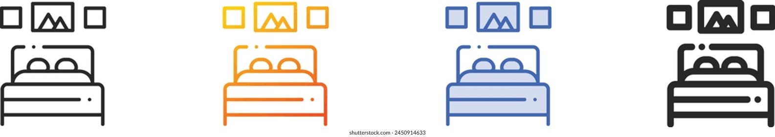 bedroom icon.Thin Linear, Gradient, Blue Stroke and bold Style Design Isolated On White Background