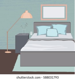 Bedroom – Illustration. Vector Bedroom interior.