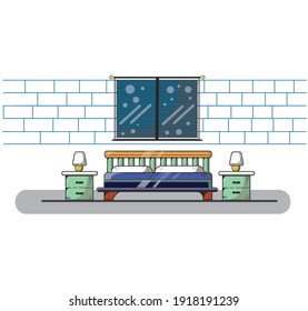 Bedroom Interior 2D Design in vector illustration 