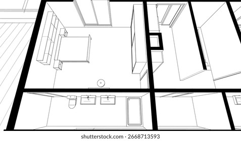 quarto interior 3d conceito ilustração