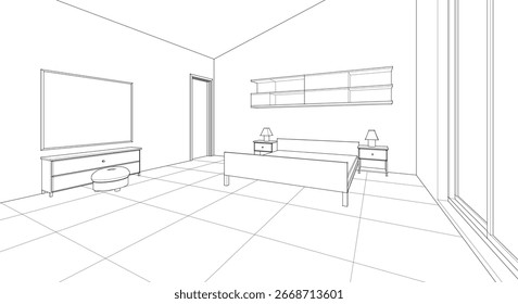 quarto interior 3d conceito ilustração