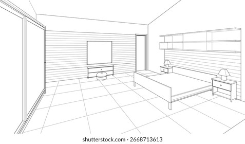quarto interior 3d conceito ilustração
