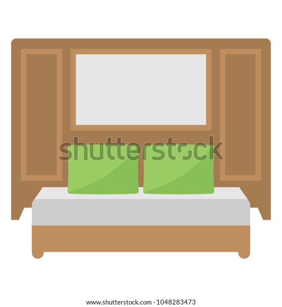 Bedroom Interior Backrest Wallmounted Cabinets Stock Vector