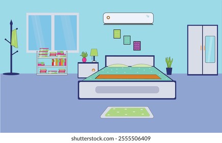 
Bedroom interior design concept vector illustration for use.