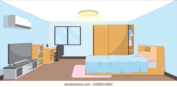 dormitorio diseño interior ilustración vectorial